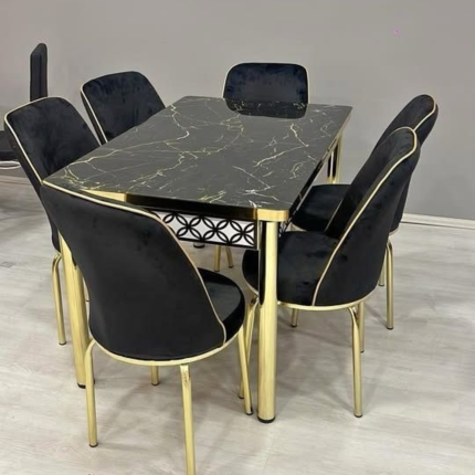 Black Gold Turkish Style Dining Table & Chair