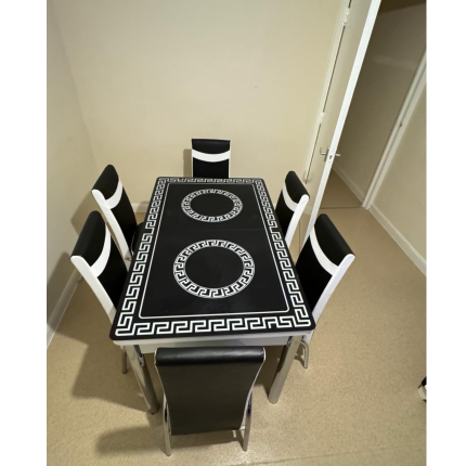 Black Versace Turkish Style Dining Table & Chair