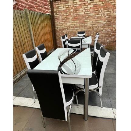 Black Waves Turkish Style Dining Table & Chair