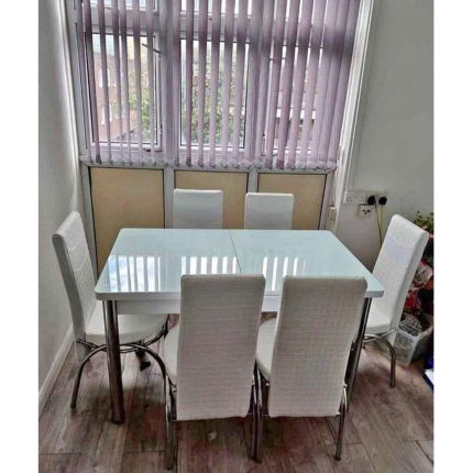 Plain white turkish style dinning table and chair