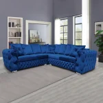 Ashton sofa corner dark blue plush velvet