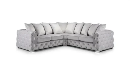 Ashton sofa corner white plush velvet