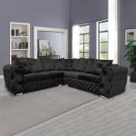Ashton sofa corner black plush velvet