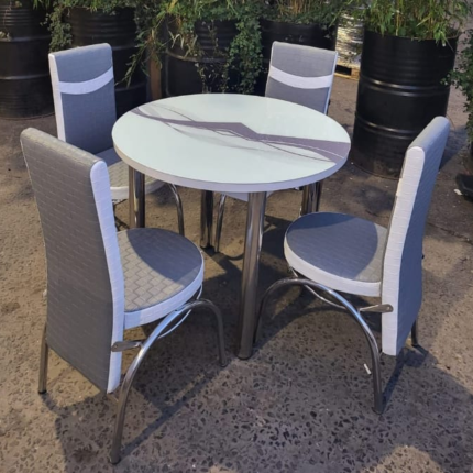 grey waves turkish style round glass dining table