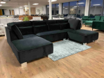 Sloane u shape sofa black with silver legs