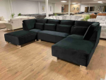 Sloane u shape sofa black with silver legs