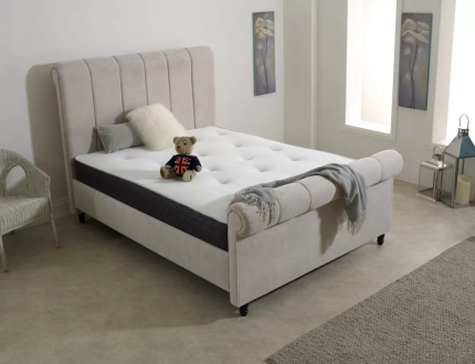 Lilly Panelled Upholstered Sleigh Bed