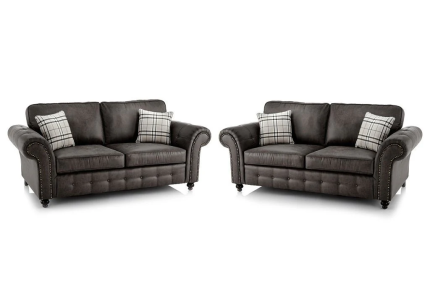 oakland sofa black 3+2 leather