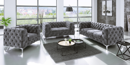 Italian Velvet Chesterfield Sofa Hand Upholstered 3+2+1 seater