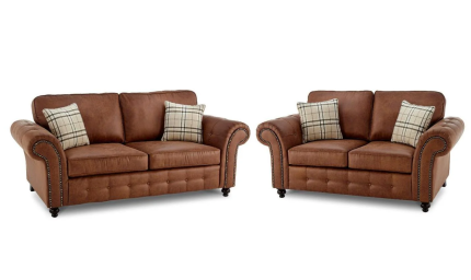 oakland sofa 3+2 seater brown leather